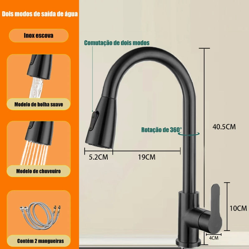 Torneira de cozinha inteligente preta Sv7®